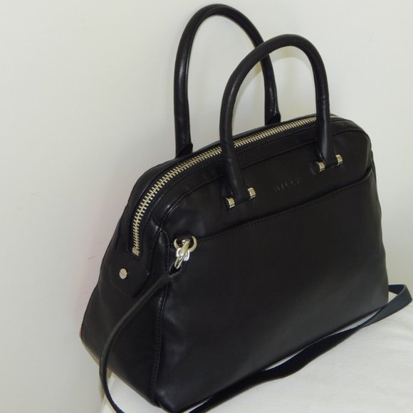 MILLY Black Lambskin Dome Coral Watersnake Panel Embellished LG Satchel Bag NWT - Picture 10 of 16